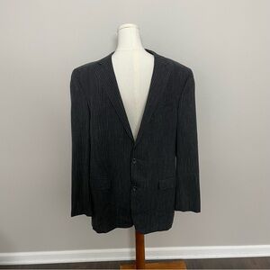 Jack Victor Blazer Jacket Morganwood Striped Wool Linen Silk Black Grey 44L